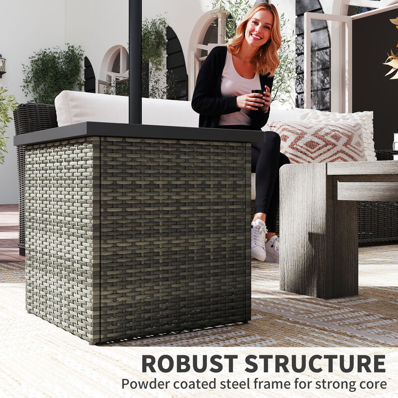 Hivvago Wicker Side Table with Umbrella Hole image number 6