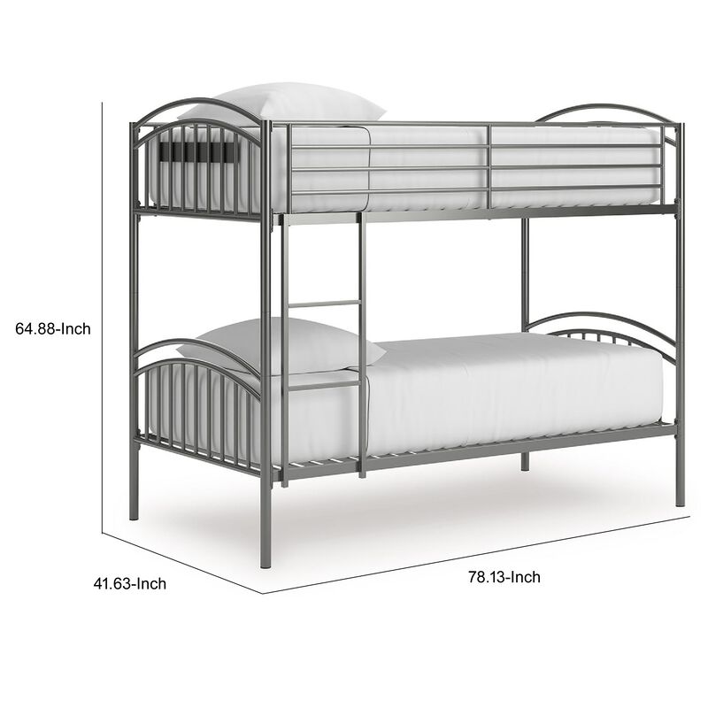 Fesa Twin over Twin Bunk Bed with Ladder, Gray Tubular Steel Frame image number 7
