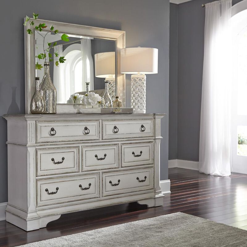 Liberty Furniture Abbey Park Dresser & Mirror in Antique White image number 2