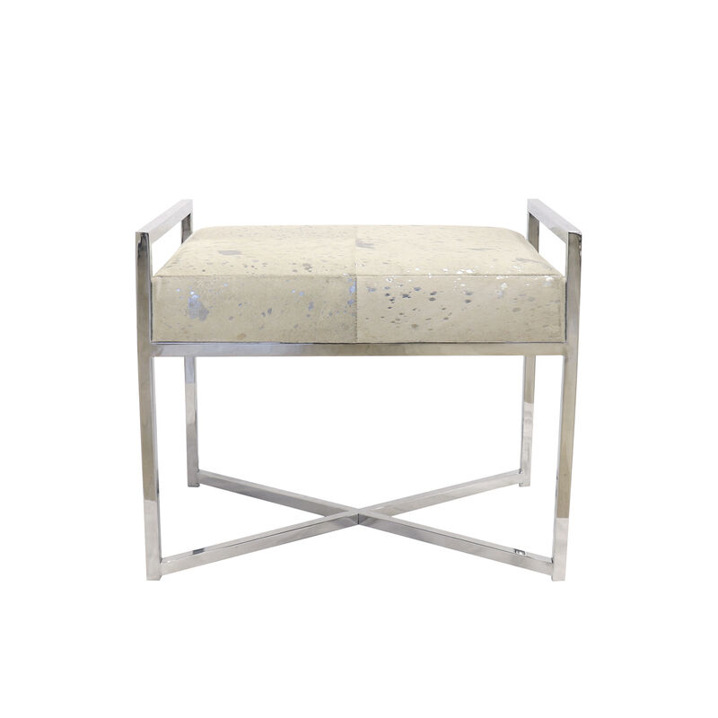 Pasargad Home Safari Steel & Cowhide Bench image number 1