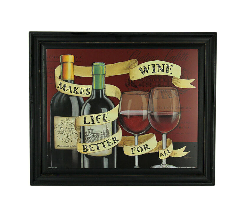 Wine Makes Life Better For All Vintage Look Wood Panel Painting