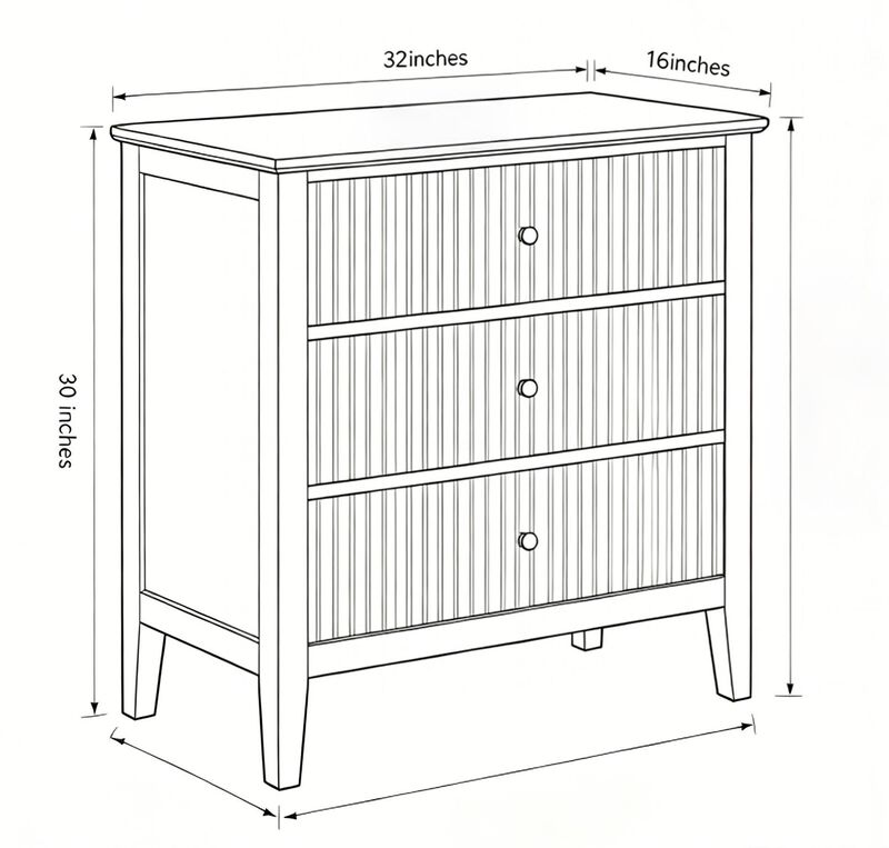 Bekkig Modern 3-Drawer Dresser image number 9