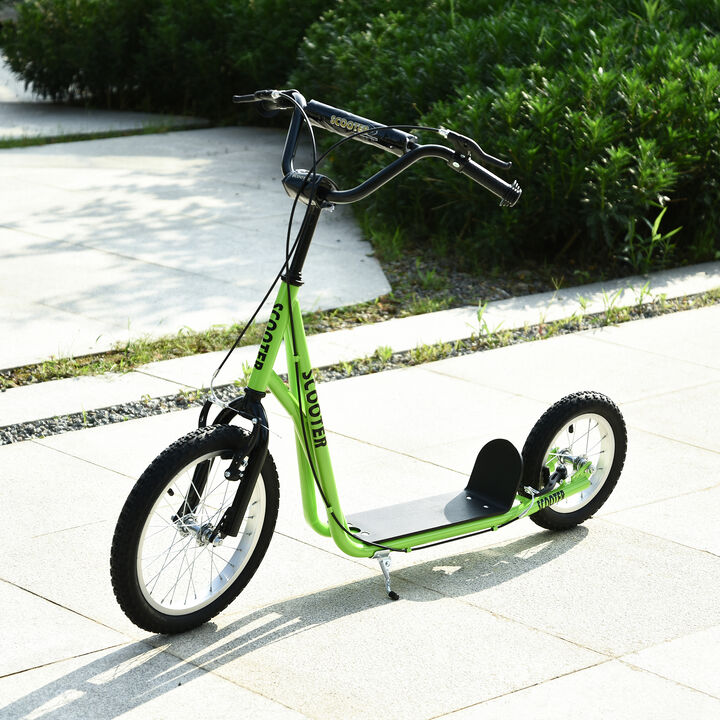 BreeBe Teens Youth Scooter Ride On Toy with Adjustable Handlebar, Dual Brakes, and Inflatable Wheels