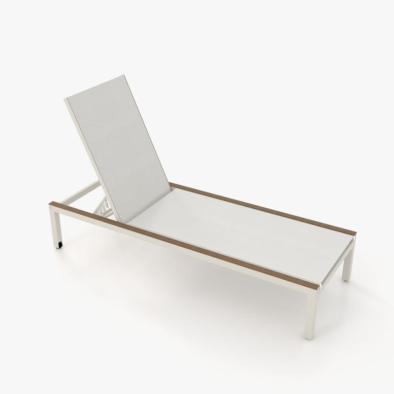 Mondawe Outdoor Lounge Chair w/ Easy Move Wheels & Adjustable Breathable Mesh Backrest Deck Chair image number 0