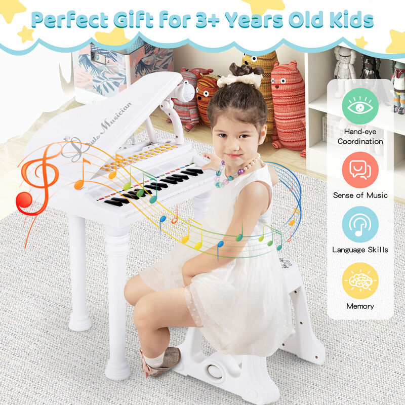 31-Key Mini Piano with Bench and Lid for Kids &ndash; Elegant Musical Instrument Toy (Age 3+)