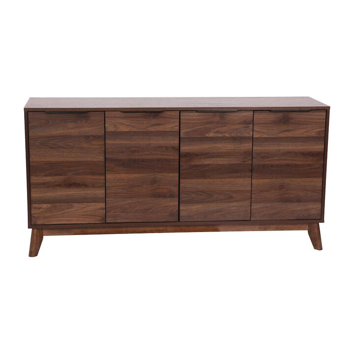 Flash Furniture 60 in 4 Door Storage Buffet Sideboard, TV Stand for up to 64" TV's, Dark Walnut