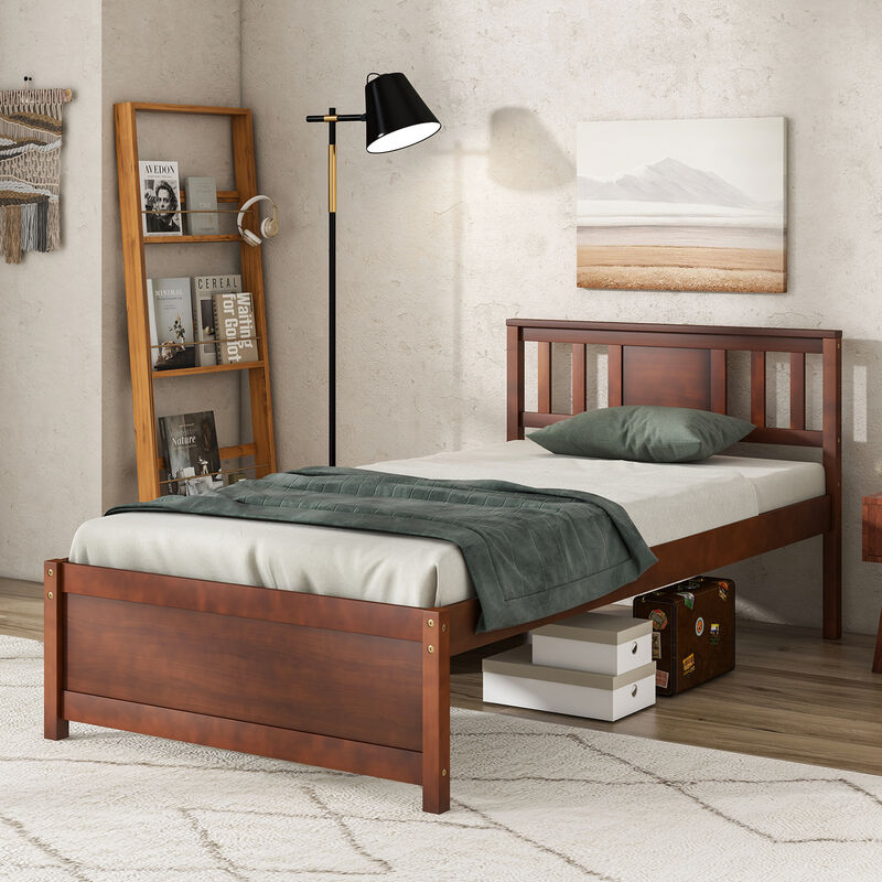 Wooden Platform Bed with Headboard and Slat Support, Sturdy Frame for a Comfortable and Stylish Bedroom