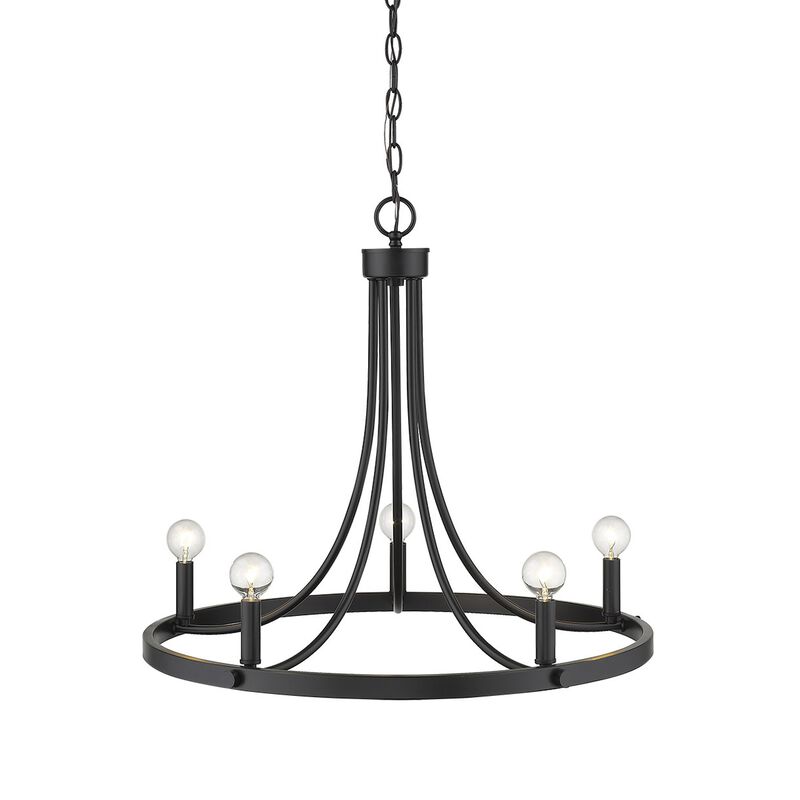 Hivvago Black Candle Style Five Light Metal Dimmable Chandelier