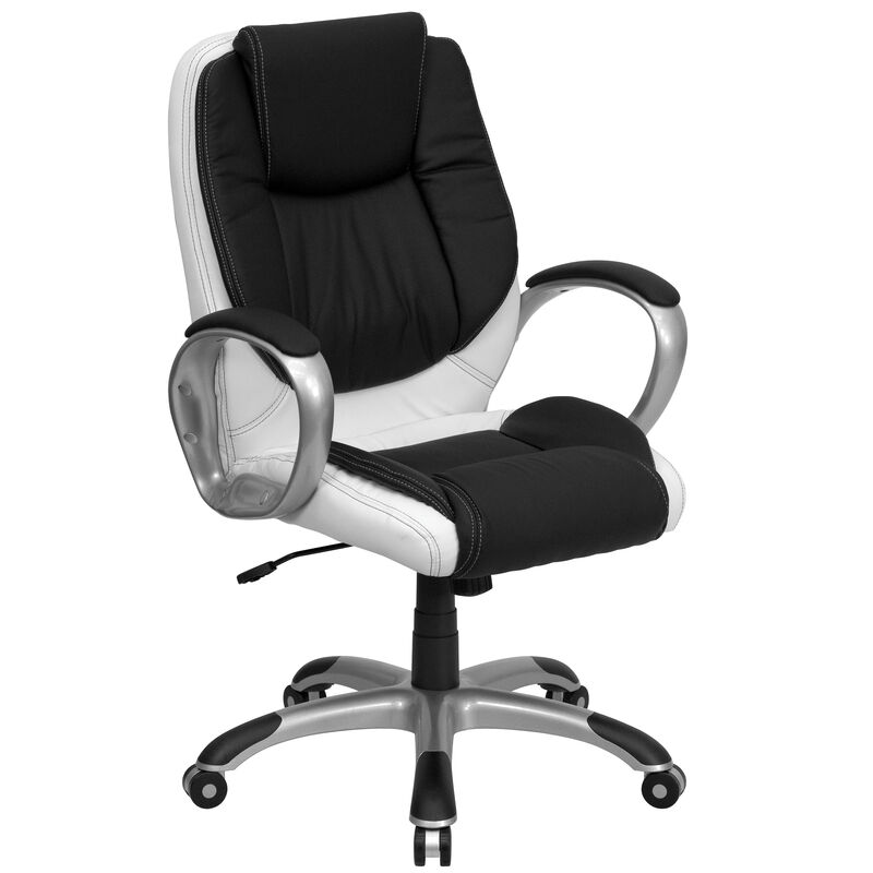 Mid-Back and LeatherSoft Executive Swivel Office Chair with Arms