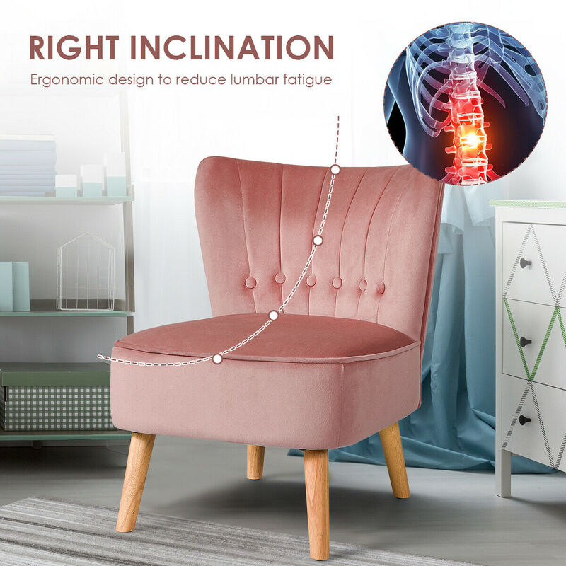 Armless Accent Chair Tufted Velvet Leisure Chair