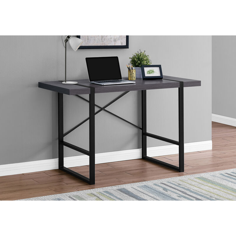 Monarch Specialties I 7312 Computer Desk, Home Office, Laptop, 48"L, Work, Metal, Laminate, Grey, Black, Contemporary, Modern