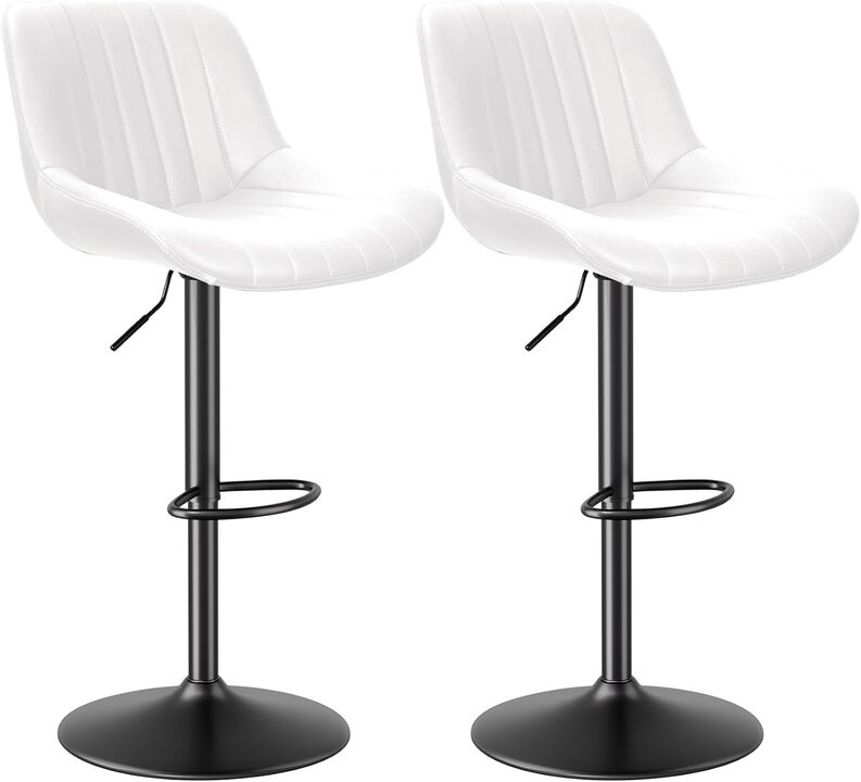 Swivel Bar Stools Set of 2, Upholstered Counter Height Bar Stools with Back and Footrest, 360 Degree Swivel Kitchen Island Chairs, Modern Barstools for Kitchen Counter, Home Bar, Dining