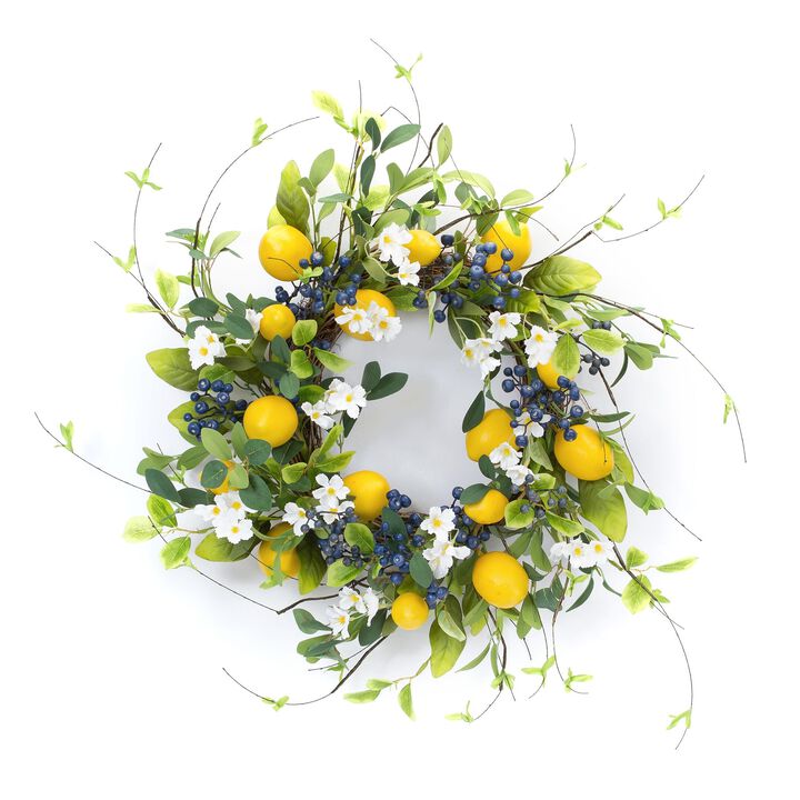 Lemon Twig Spring Floral Wreath  22-Inch