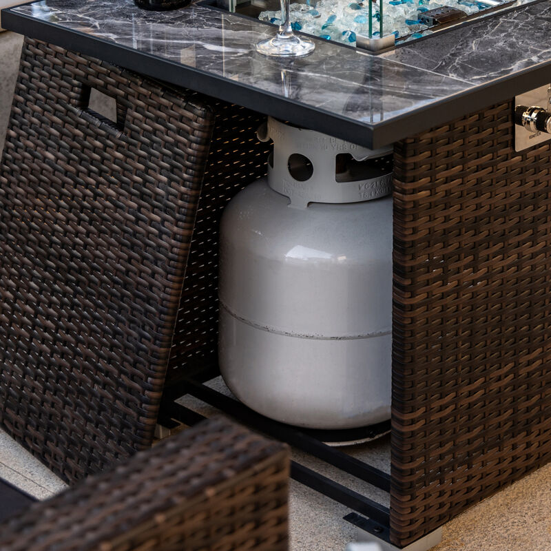 Streamdale 30'' Outdoor Fire Table with Glass Rocks and Rain Cover image number 5
