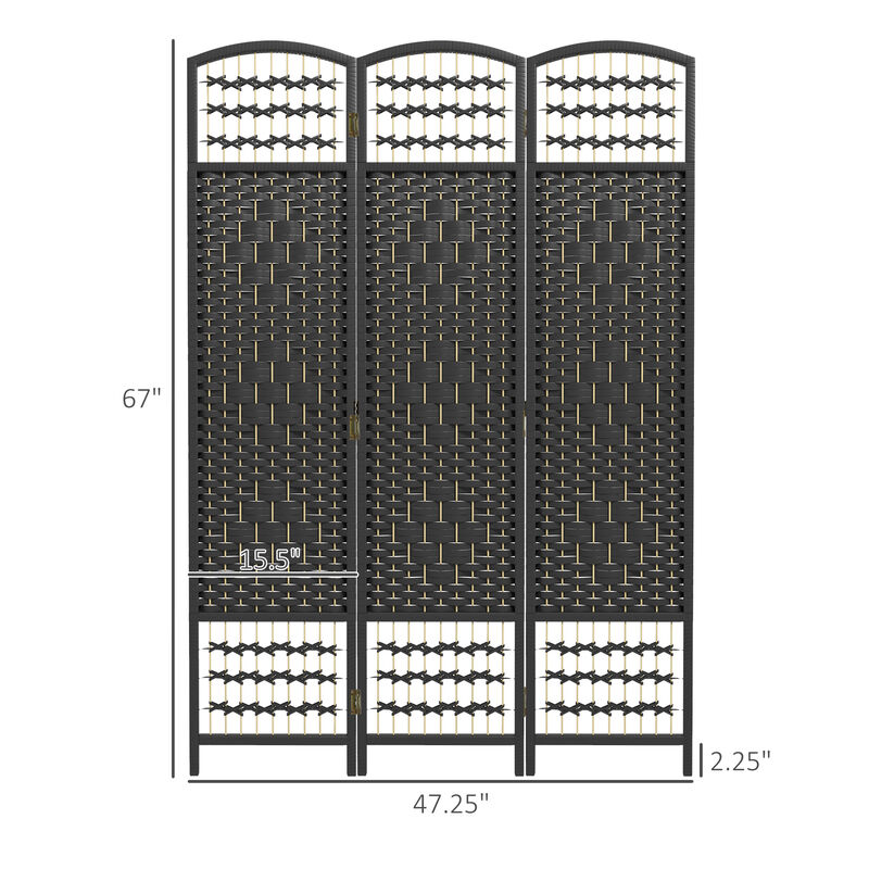 Hivvago 3-Panel Folding Room Divider with Wave Fiber Design image number 2