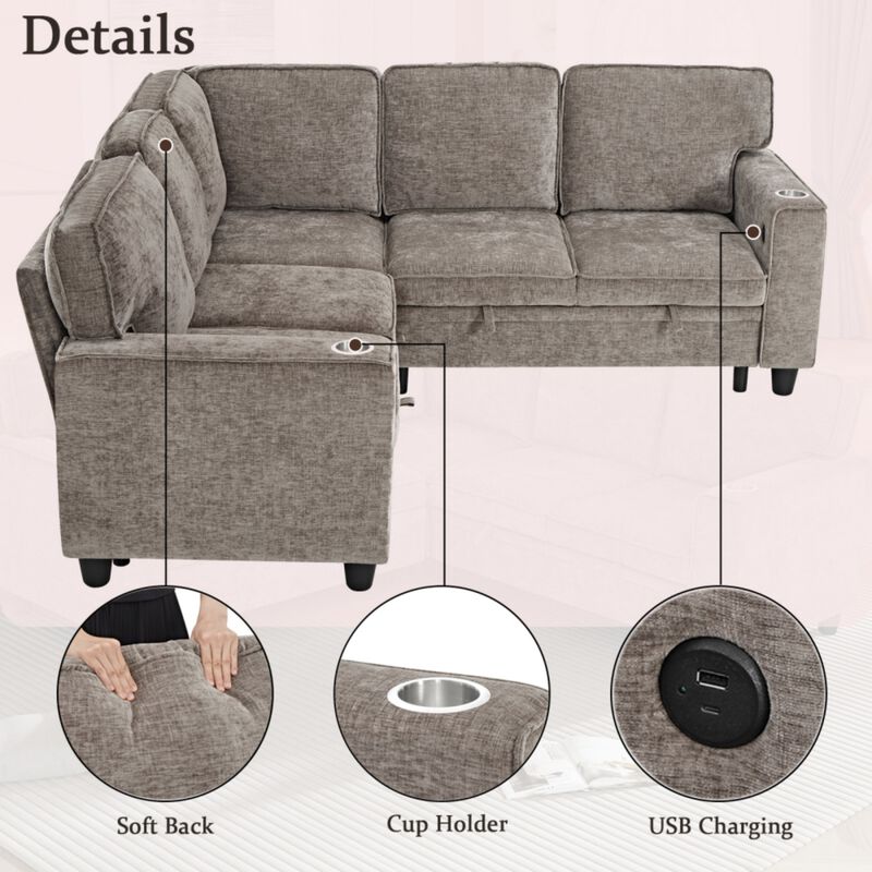 Timlod L-Shaped Pull-Out Sectional Sleeper Sofa image number 6