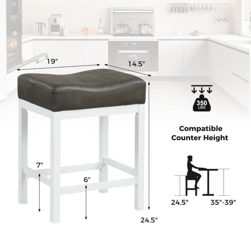 Hivvago Linen Fabric Saddle Stools Set of 2 with Cushioned Seat