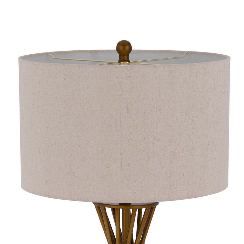 Table Lamp, Twisted Hourglass Gold Base, Light Brown Shade, 31 Inch image number 5