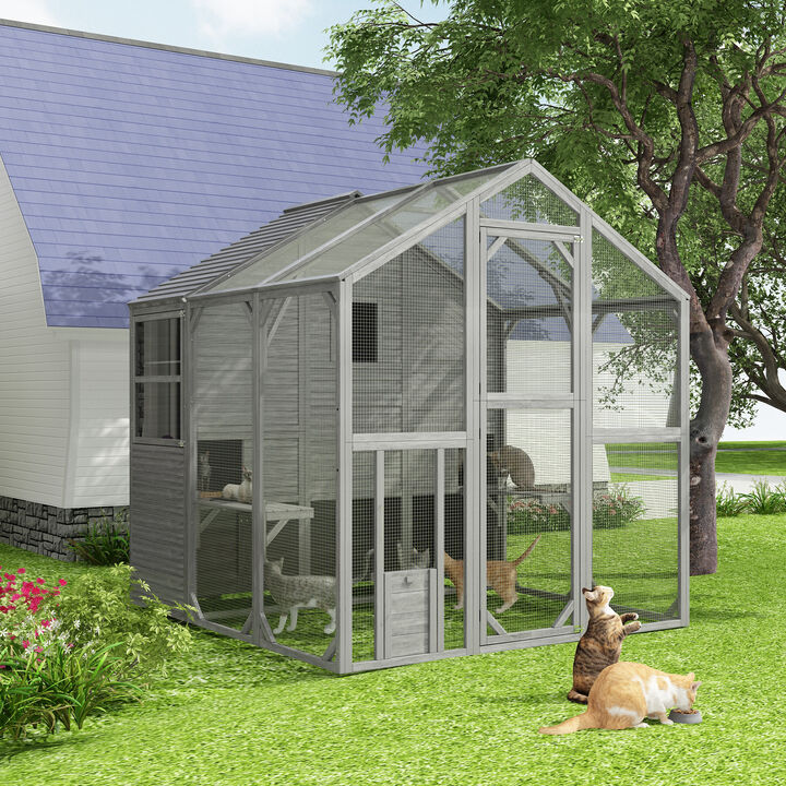 Outdoor/Indoor Large Cat Run Cat House, Cage Large Catio Kitty Enclosures, Walk in Cat Condo Playpen -Super Large