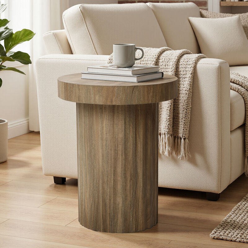 20" Fluted Wood Round Side Table image number 2
