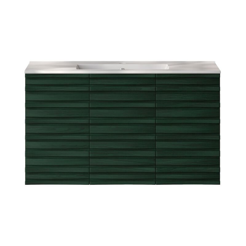 Cascade 36" Wall-Mounted Bathroom Vanity in Green Oak with Sink Top image number 0
