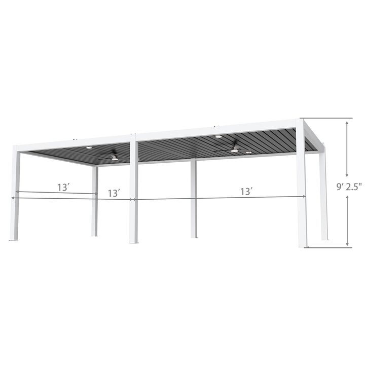 Mondawe 13'x26' Solar Luxury Pergola,W/ Smart Climate Control,Auto-Regulating Louver&Hidden Drainage