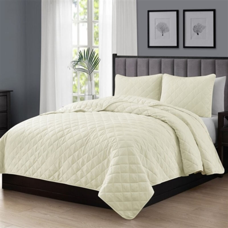 Reversible Diamond-Quilted 2-Piece Microfiber Bedding Set