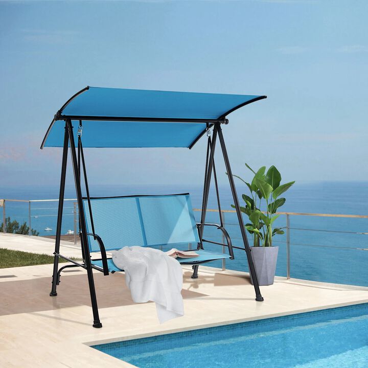 Mondawe 2-Seat Outdoor Canopy Swing with Comfortable Fabric Seat and Heavy-duty Metal Frame