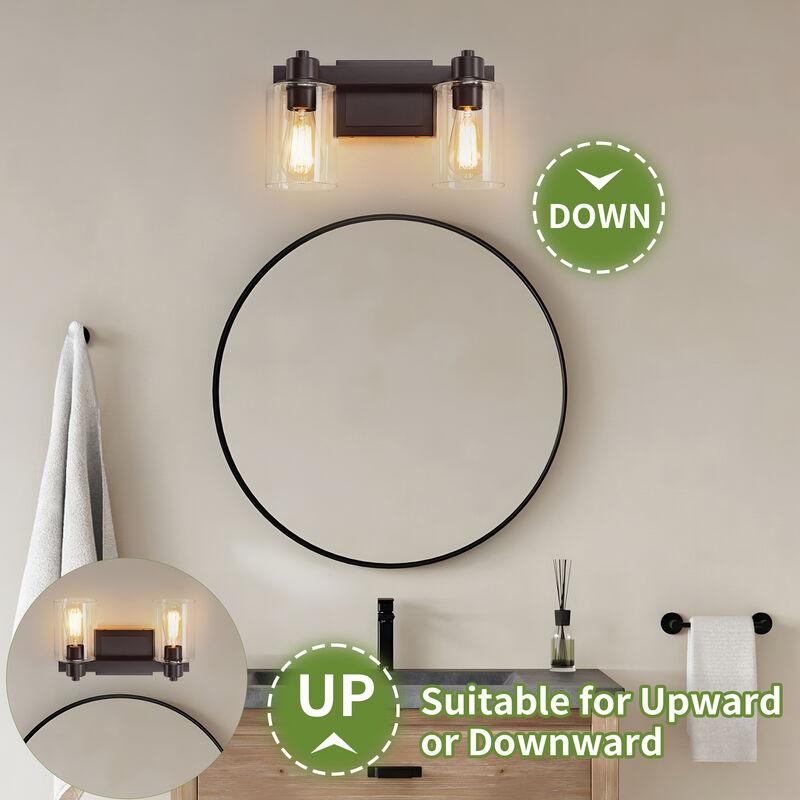 14" 2-Light Dimmable Indoor Wall Sconce with Clear Glass Shades image number 3