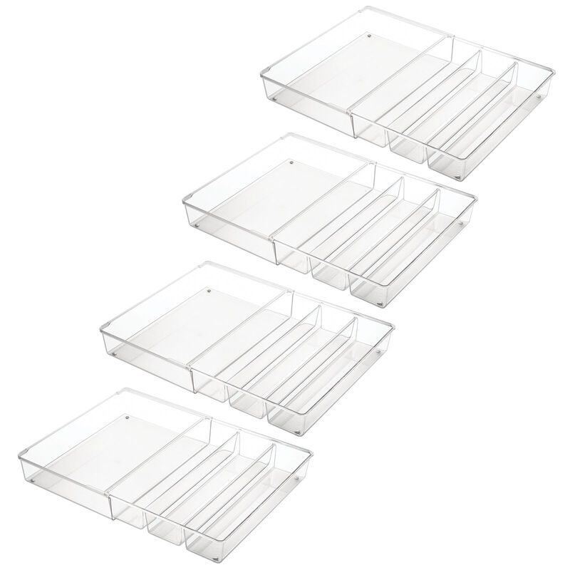 mDesign Plastic Adjustable/Expandable Drawer Storage Organizer, 4 Pack, Clear image number 1