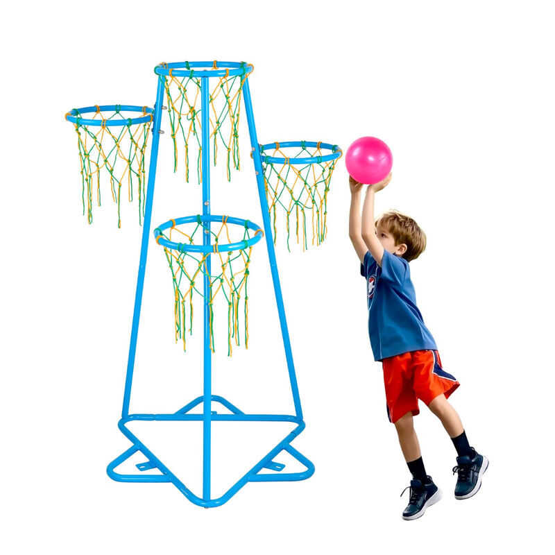 Adjustable Basketball Hoop for Kids &ndash; 4-Hoop Stand with Portable Base, Indoor Outdoor Sports Toy for Toddlers & Preschoolers