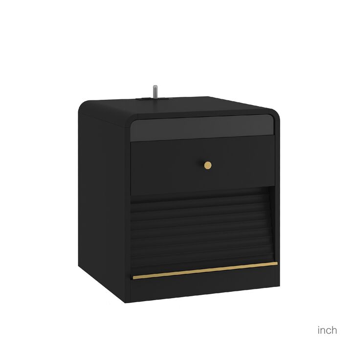 Smart Nightstand with Charging Station Voice-Controlled Night Light LED