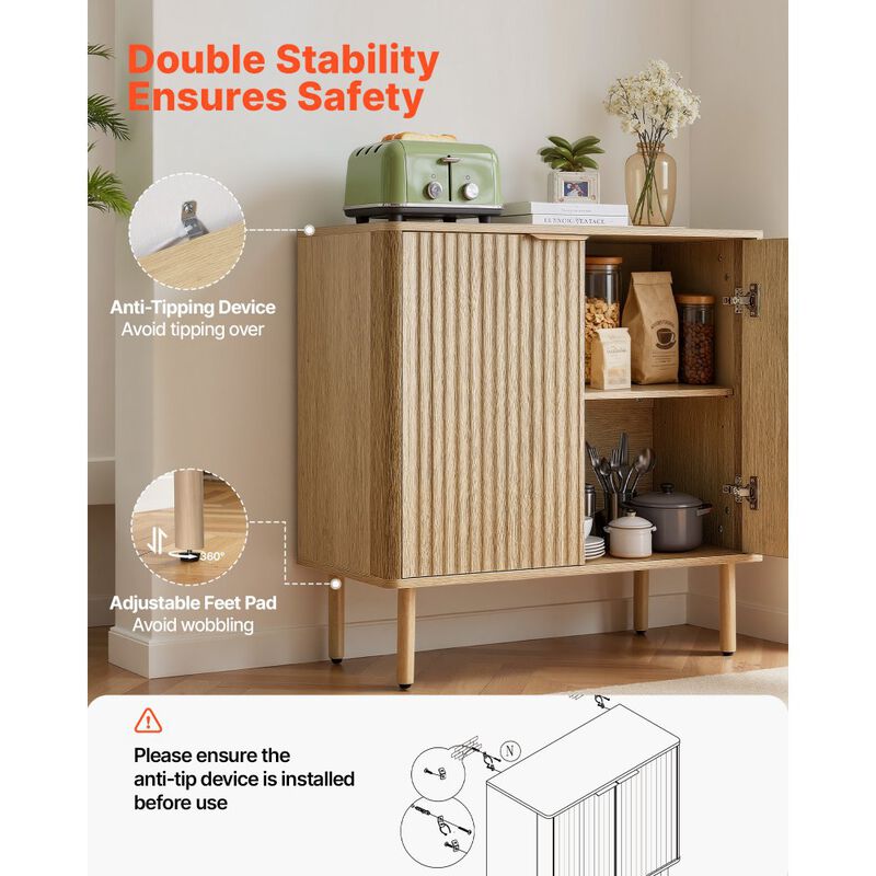 Coffee Bar Station Cabinet with 2-Tier Storage and Double Barn Doors image number 4