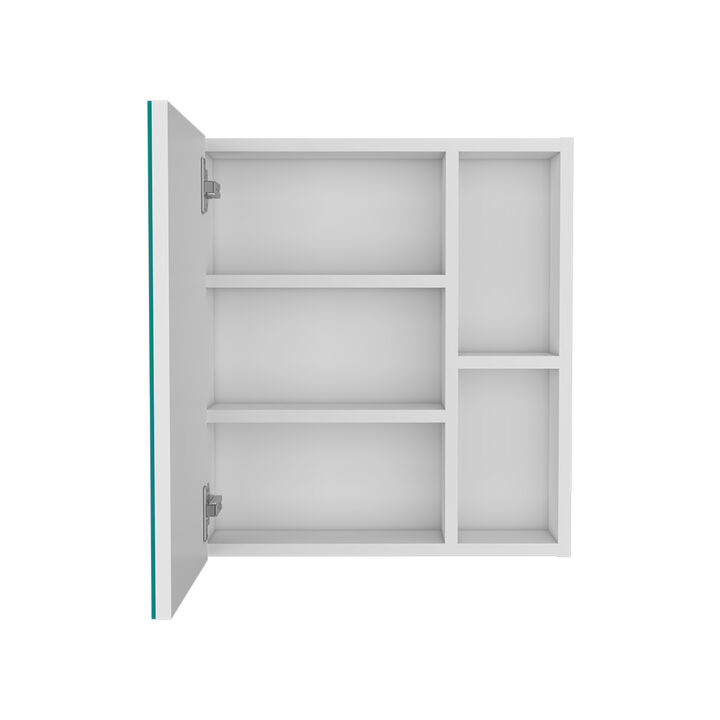 DEPOT E-SHOP Andes Medicine Single Door Cabinet With Mirror, Five Interior Shelves, Light Oak