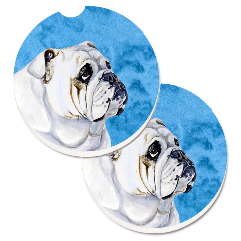 Caroline's Treasures Blue Bulldog English Set of 2 Cup Holder Car Coasters LH9364BUCARC, 2.56, Multicolor image number 0