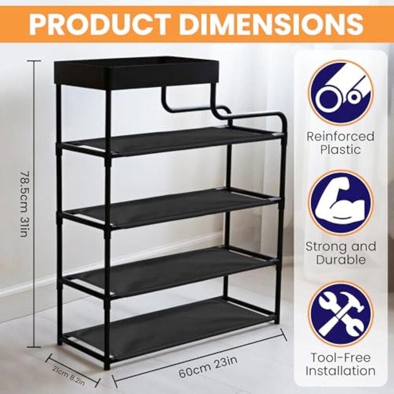 Entryway Shoe Organizer 4 Tier Closet Storage Shoes Shelf Zapatero image number 3