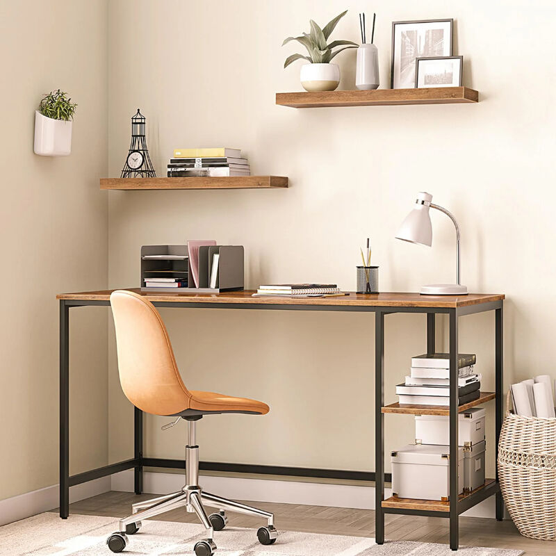 Floating Wall Shelves Set of 2, Wall-Mounted Storage for Bedroom or Living Room-Brown image number 4
