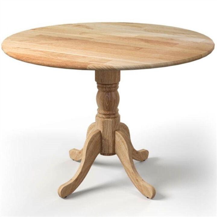 Rustic Farmhouse Solid Wood Round Dining Table &ndash; Wooden Finish, Kitchen Table