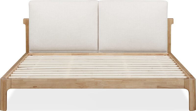 Furano California King-size Upholstered Two Cushion Platform Bed in Ginger and Natural Linen