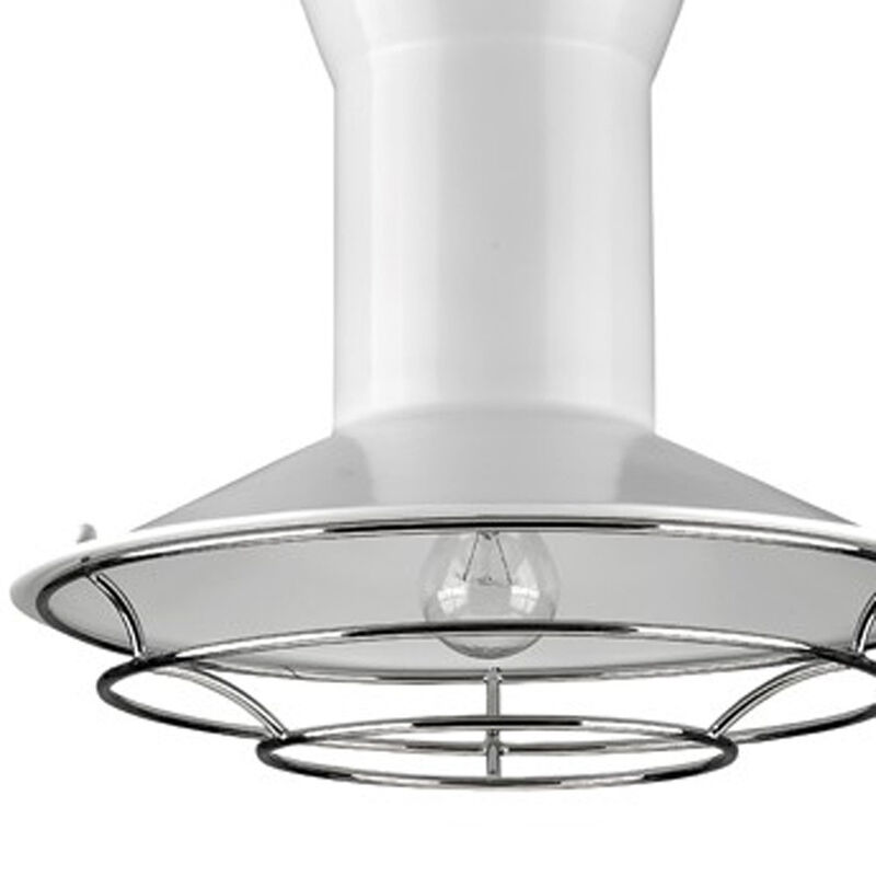 Hivvago Newport 1-Light White Pendant With Polished Nickel Louver