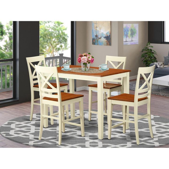 5 Pc counter height Table and chair set - high Table and 4 Kitchen Chairs.