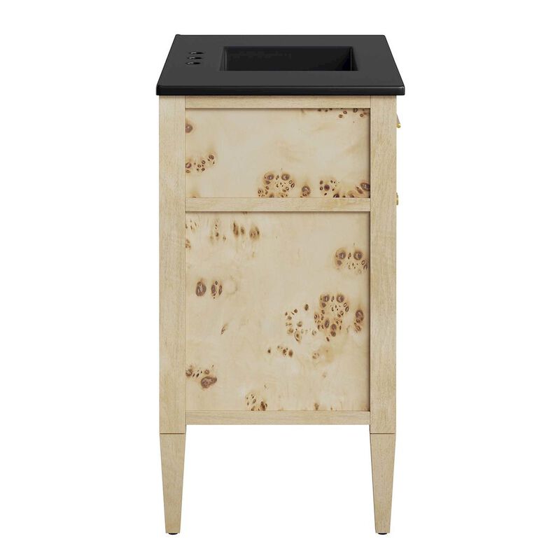 Modway Elysian 36" Wood Bathroom Vanity in Black Burl with Ceramic Sink Basin image number 4