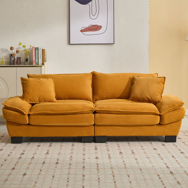 Merax Corduroy Sofa Loveseat Sofa with Pillows