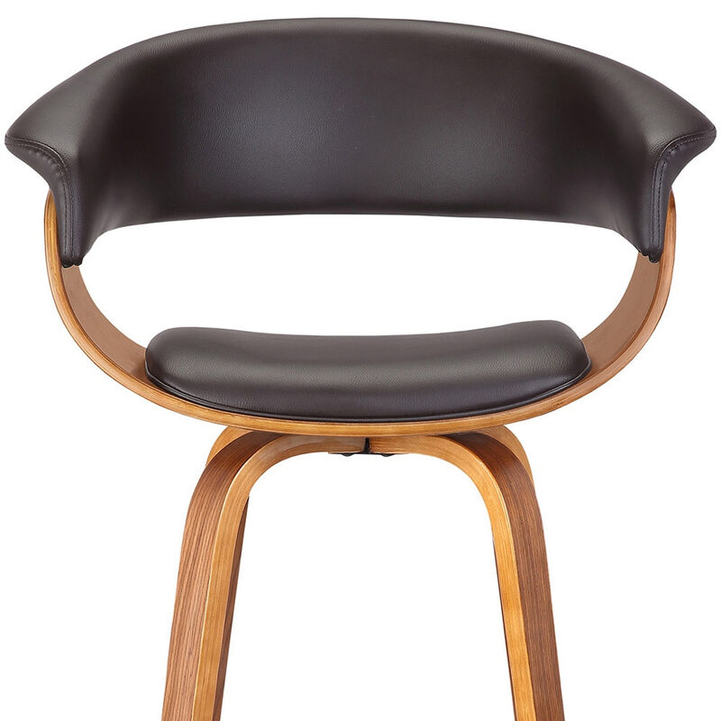 Hivvago 27 Inch Brown Faux Leather And Iron Swivel Low Back Counter Height Bar Chair