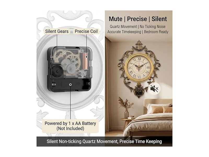 Vintage Classic Retro Entryway Wall Clock 21 Inch Silent Non Ticking image number 2