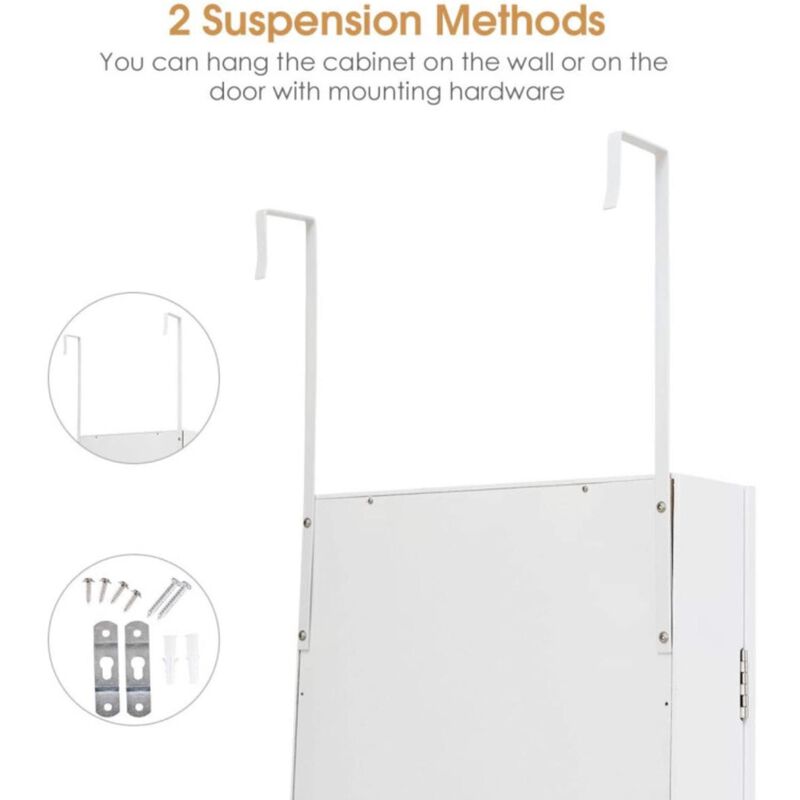 Hivvago Full Length Mirror Jewelry Cabinet with Ring Slots and Necklace Hooks