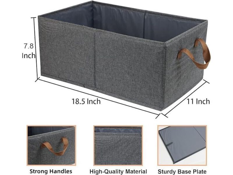 3 Pack Large Storage Bins Foldable Closet Shelf Organizer Basket Boxes image number 2