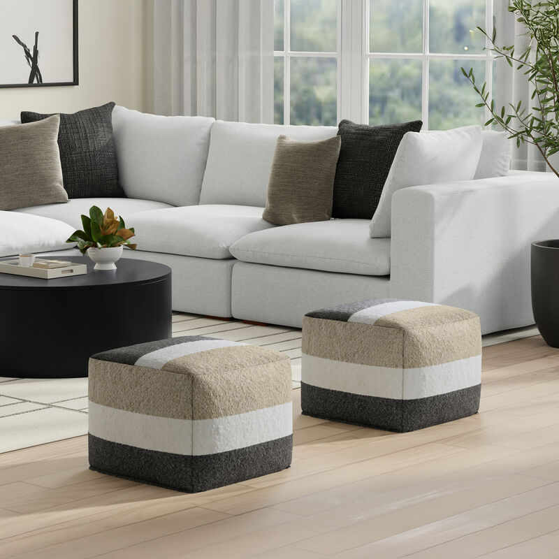 Simpli Home Claudette Square Pouf image number 3