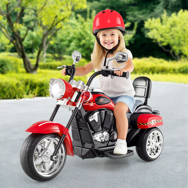 6V Toddler Electric Ride-On Bike with 3 Wheels, Horn and Front Headlight