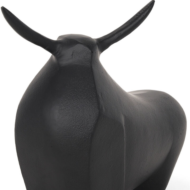 HomeRoots 11" Black Aluminum Bull Tabletop Sculpture image number 2